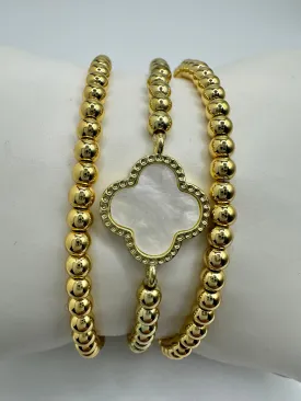 MOP Clover Stack Bracelets