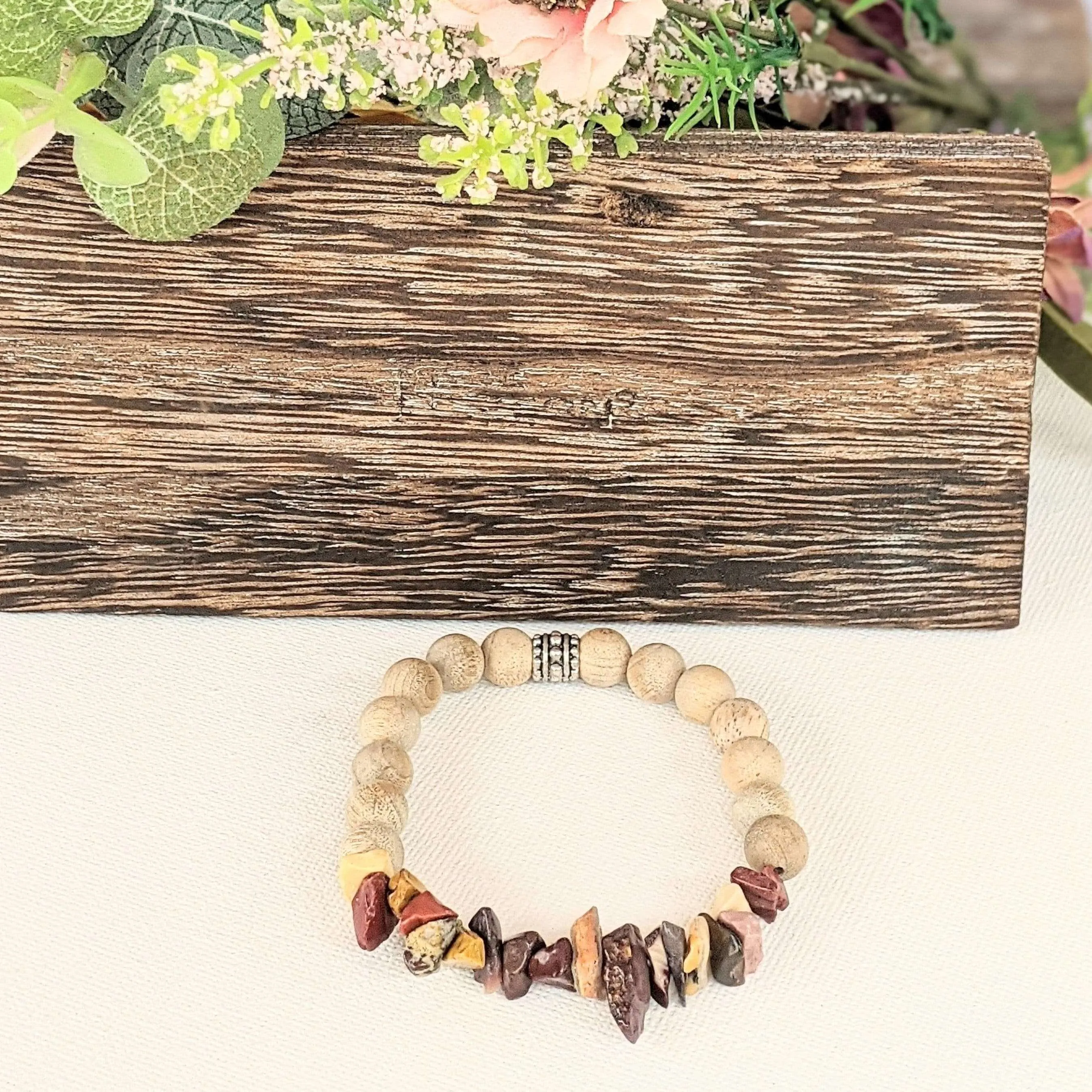 Natural Mookaite Gemstone Chip Diffuser Bracelet- Will Power & Creativity Bracelet