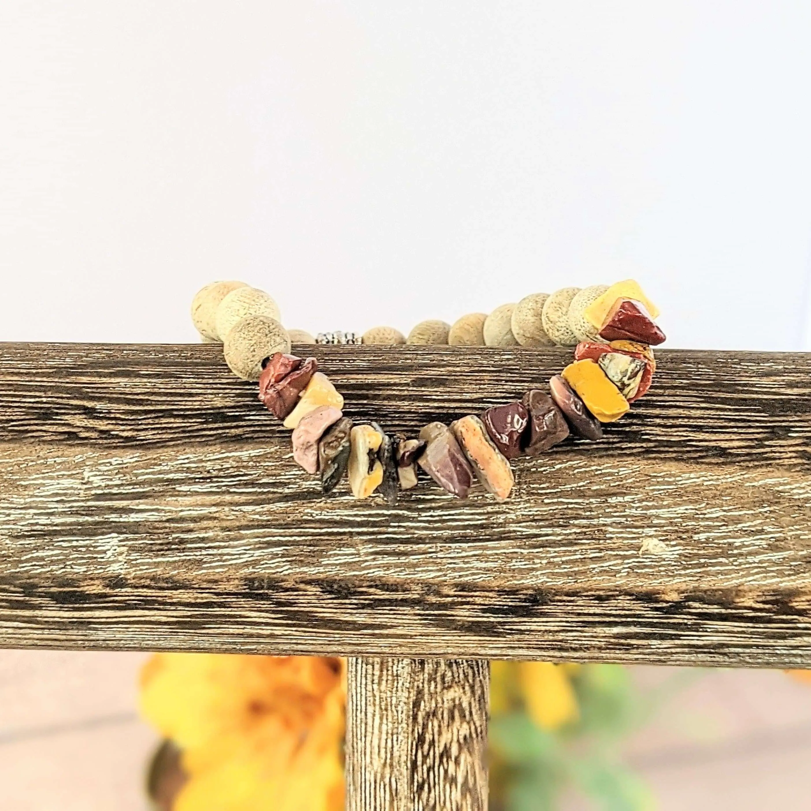 Natural Mookaite Gemstone Chip Diffuser Bracelet- Will Power & Creativity Bracelet