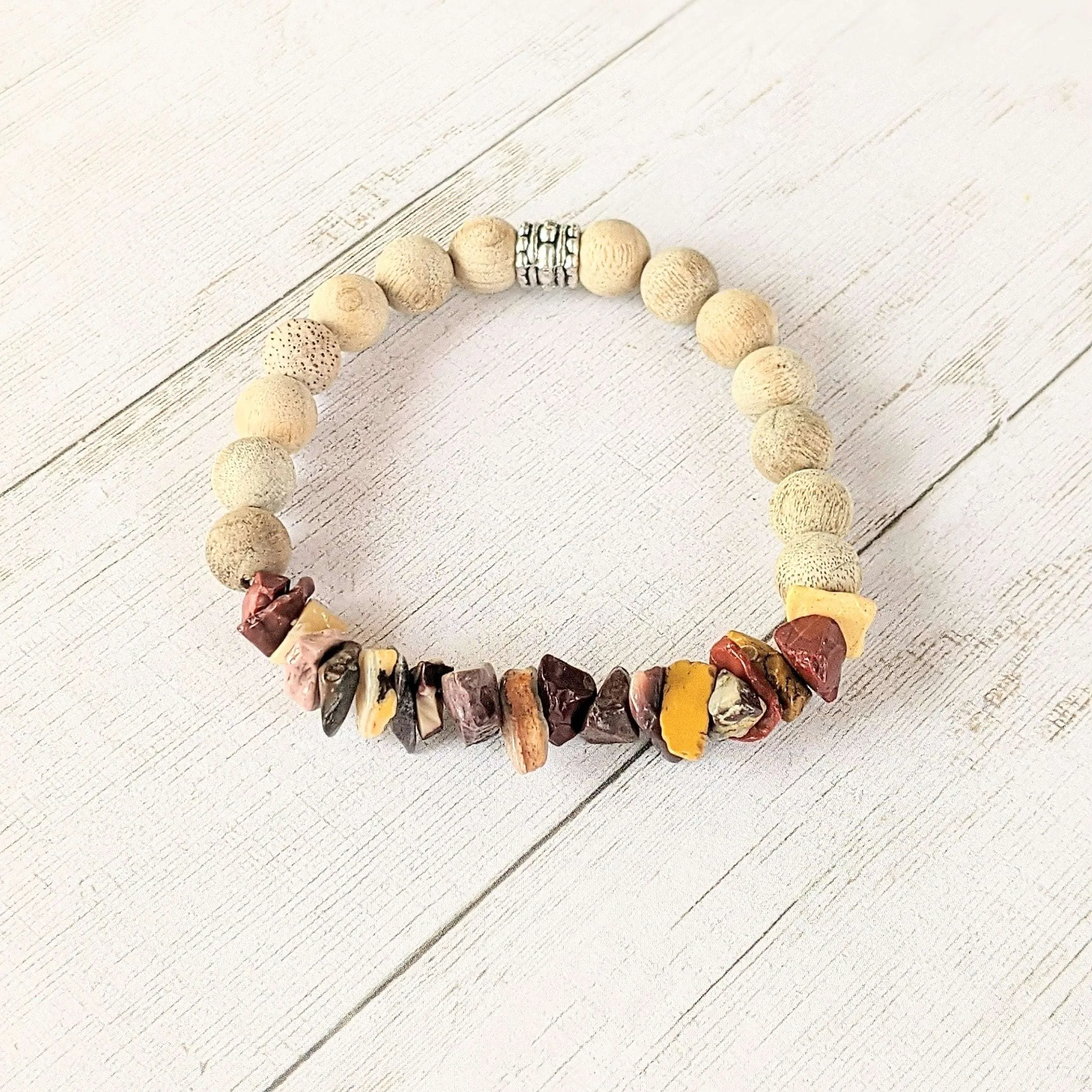 Natural Mookaite Gemstone Chip Diffuser Bracelet- Will Power & Creativity Bracelet