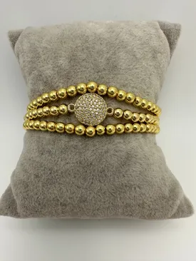 Pave Disc Stacked Bracelets